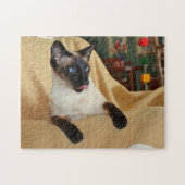 Comical Seal Point Siamese Cat Licking it's Nose Legpuzzel (Horizontaal)
