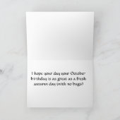 COMICAL SPIDER WIL EEN OKTOBER BIRTHDAY WISH KAART (Binnen)