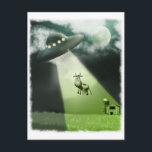 Comical UFO Koe Abduction Briefkaart<br><div class="desc">Een komische illustratie van een koe die door een ufo wordt ontvoerd</div>