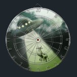 Comical UFO Koe Abduction Dartboard Dartbord<br><div class="desc">Een komische illustratie van een koe die door een ufo wordt ontvoerd.</div>