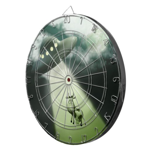 Comical UFO Koe Abduction Dartboard Dartbord (Voorkant Rechts)