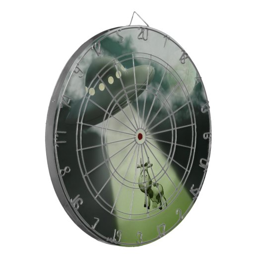 Comical UFO Koe Abduction Dartboard Dartbord (Voorkant Links)