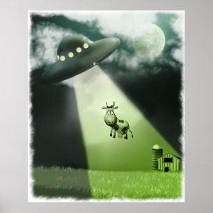 Comical UFO Koe Abduction Poster