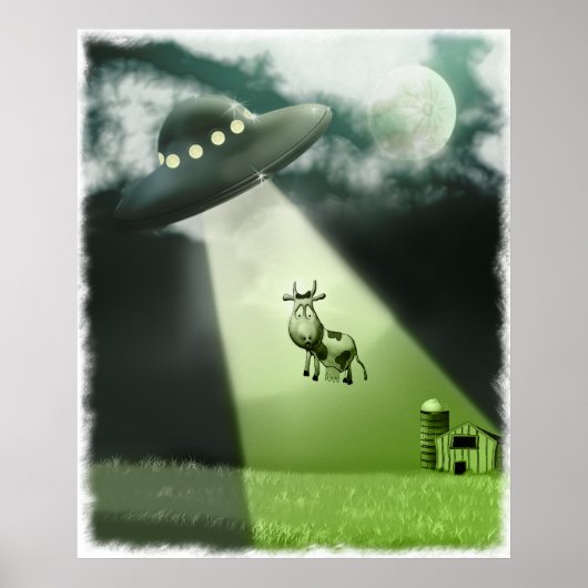 Comical UFO Koe Abduction Poster (Voorkant)
