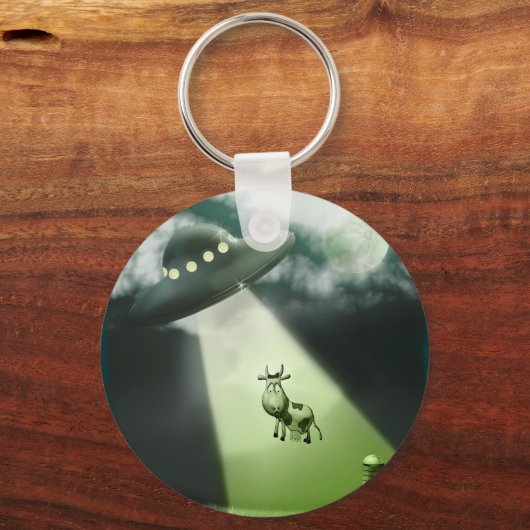 Comical UFO Koe Abduction Sleutelhanger (Voorkant)
