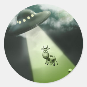 Comical UFO Koe Abduction Sticker