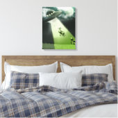 Comical UFO Koe Abduction Stretched Canvas Print (Insitu (Slaapkamer))