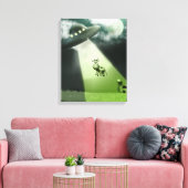 Comical UFO Koe Abduction Stretched Canvas Print (Insitu (Woonkamer))