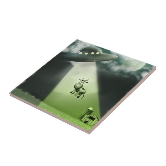 Comical UFO Koe Abduction tegel Tegeltje (Zijkant)