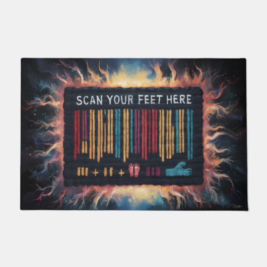 Comical Voet Impressie Barcode Deurmat (Voorkant)