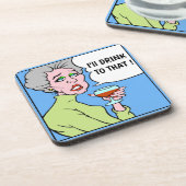 Comical Wine Drinker, bewerken van tekst, Onderzet Bier Onderzetter (Linkerzijde)