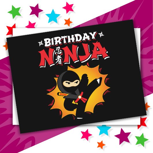 Comicboekstijl Super Feest Verjaardag Ninja Briefkaart