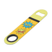 Comicbook "Bam" ballon Speed Flessenopener (Voorkant Gekanteld)