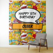 Comicbook-superheld verjaardagsfeestje foto-achter wandkleed (In situ)