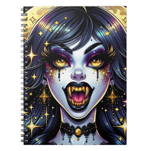 Comicbookstijl Vampier Halloweenfeest  Notitieboek (Voorkant)