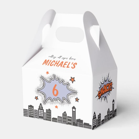 Comics Book Superhero Een Leeftijd Gable Favor Box Bedankdoosjes (Achterkant)