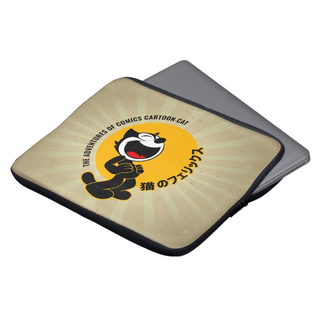 Comics Cartoon Cat | 13 inch Laptop Sleeve (Voorkant top)