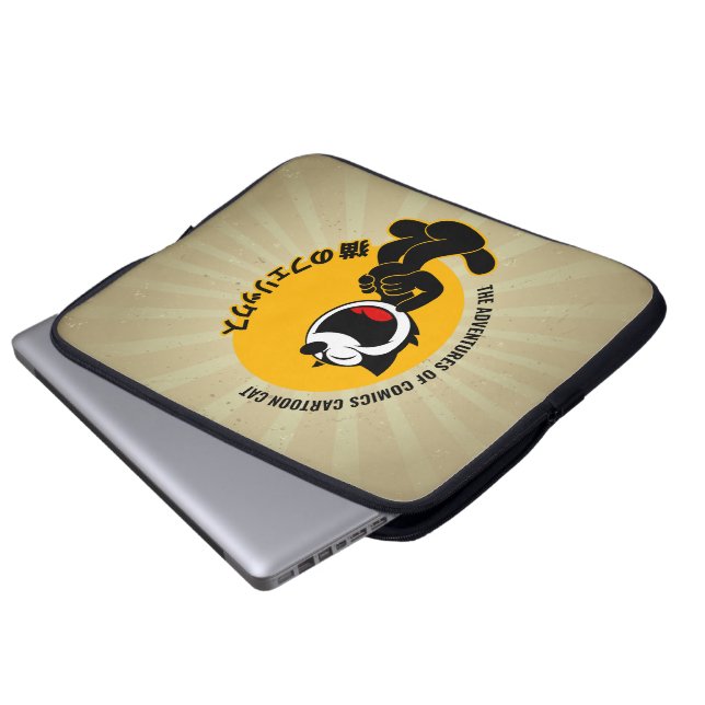 Comics Cartoon Cat | 15 inch Laptop Sleeve (Voorkant onderkant)