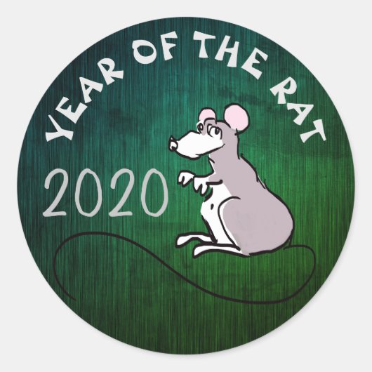 Comics Chinees Rat Nieuwjaar 2020 Ronde Sticker (Voorkant)