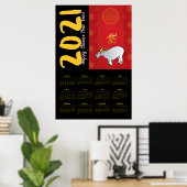 Comics Chinese Ox Year 2021 Calendar 24x36 P Poster (Thuiskantoor)