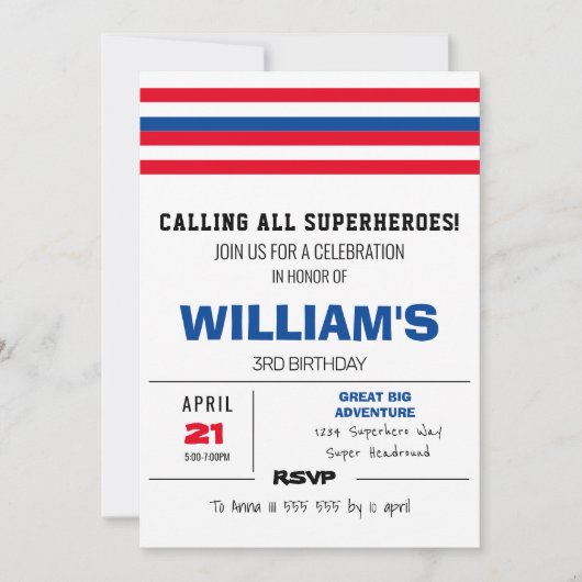 Comics Color Birthday Invitation Kaart (Voorkant)