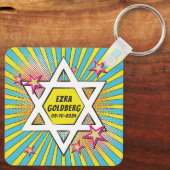 Comics Comic Book Bar of Bat Mitzvah gepersonalise Sleutelhanger (Achterkant)