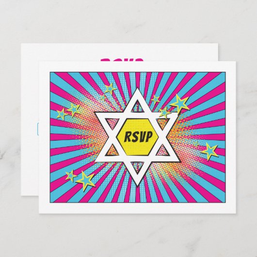 Comics Comic Book Star of David Bar Mitzvah RSVP (Voorkant / Achterkant)
