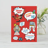 Comics Cool Superhero Party Verjaardag Uitnodiging (Staand voorkant)