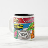Comics en koffie tweekleurige koffiemok (Voorkant links)