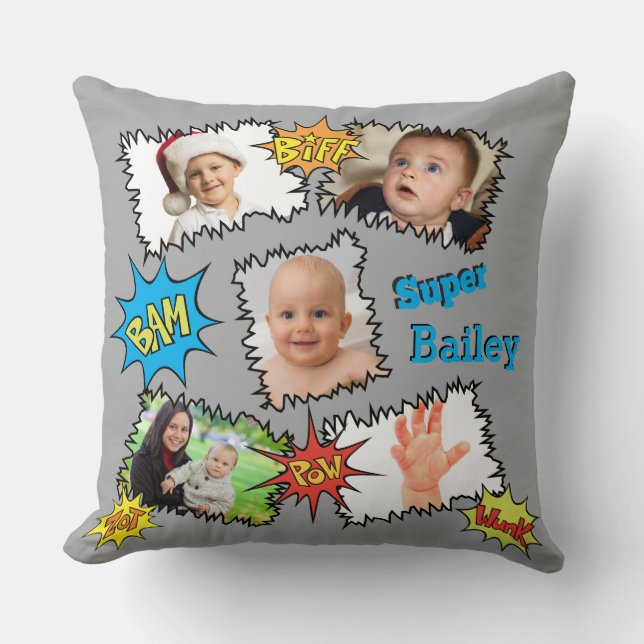 Comics Fotocollage Speech Bubble Bam Wunk Zot Kussen (Voorkant)