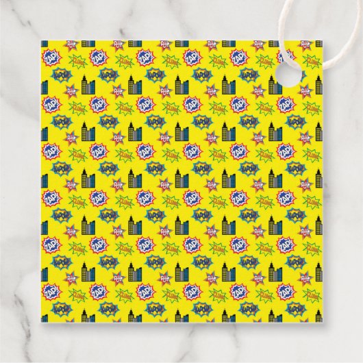 Comics Funny Superheld Stars Red Blue Gift Label (Achterkant)