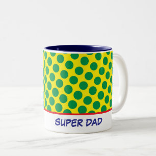 Comics Funny Superhero Stippen SUPER DAD Kleurrijk Tweekleurige Koffiemok