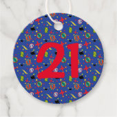 Comics Grappige Boom Bombs Blauwe Superheld AGE Le Bedankjes Labels (Voorkant)