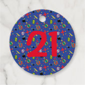 Comics Grappige Boom Bombs Blauwe Superheld AGE Le Bedankjes Labels (Voorkant)