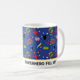 Comics Grappige SUPERHELD VUL Boom Zap Pow Blauw Koffiemok
