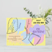 Comics pop kunst spraak bubbels tiener kids birthd kaart (Staand voorkant)