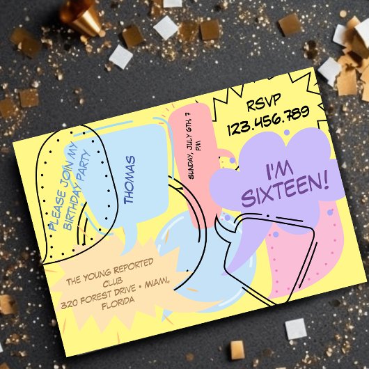 Comics pop kunst spraak bubbels tiener kids birthd kaart