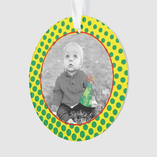 Comics Superhero Stippen Kids Verjaardag FOTO NAAM Ornament (voorkant)