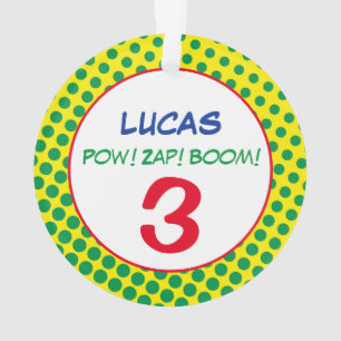 Comics Superhero Stippen Kinderen Verjaardag Foto  Ornament