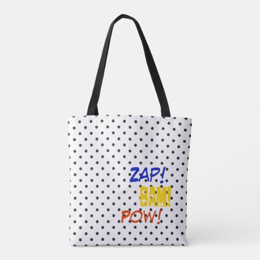 Comics Zap! Bam! Pow! Grappige kleurrijke superhel Tote Bag (Achterkant)