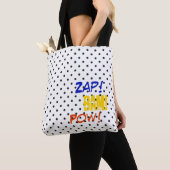 Comics Zap! Bam! Pow! Grappige kleurrijke superhel Tote Bag (Dichtbij)