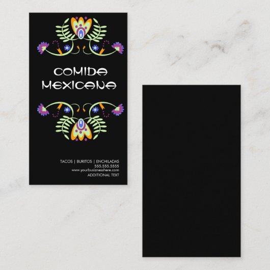 Comida Mexicana Food Truck Logo Visitekaartje (Voorkant / Achterkant)