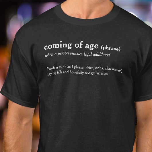 Coming of age woordenboek definitie aangepaste T-s T-shirt