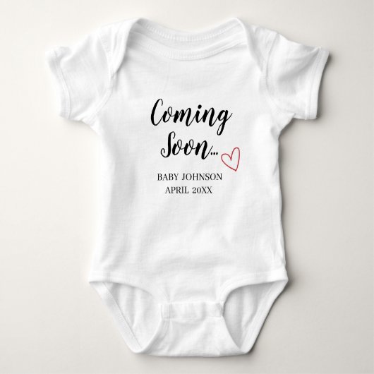 Coming Soon New Baby Announcement Baby Bodysuit (Voorkant)
