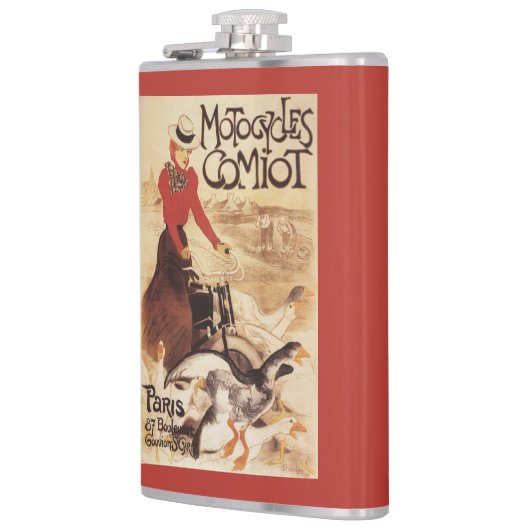 Comiot Motocycle Poster voor dames en ganzen Heupfles (Links)