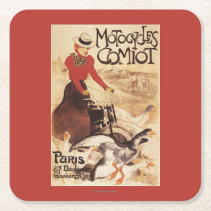 Comiot Motocycle Poster voor dames en ganzen Kartonnen Onderzetters
