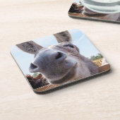 Comisch Glimlachende Grijze Ezel Bier Onderzetter (Linkerzijde)