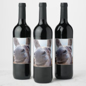 Comisch Glimlachende Grijze Ezel Wijn Etiket (Flessen)