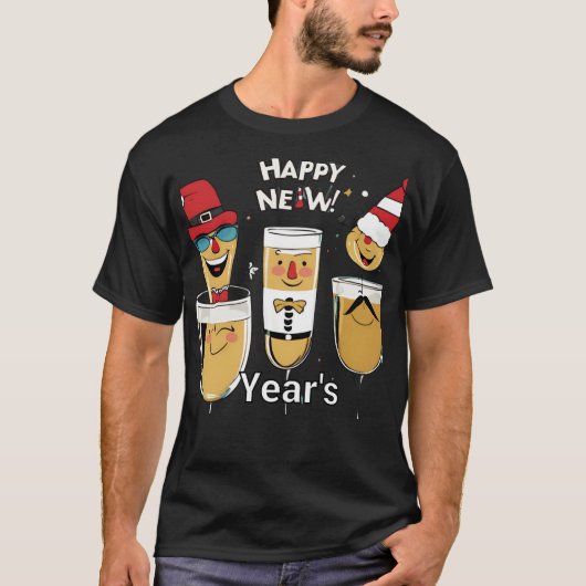 Comisch nieuwjaarsfeest t-shirt (Voorkant)