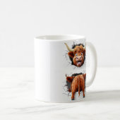 Comische 3D Highland Cattle Breaking Wall Koffiemok (Voorkant rechts)